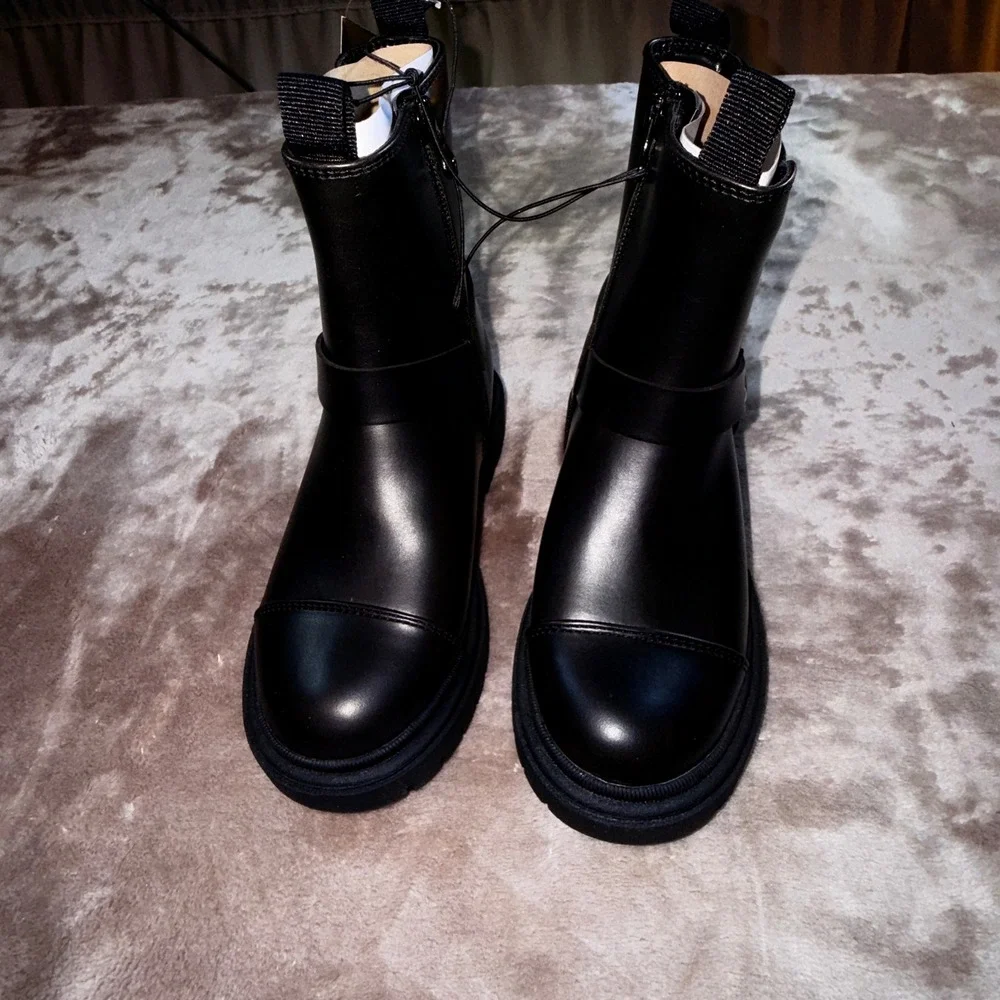 Art Class Crosby Boots Kids Size 13 Black New Harness Moto Lug Sole